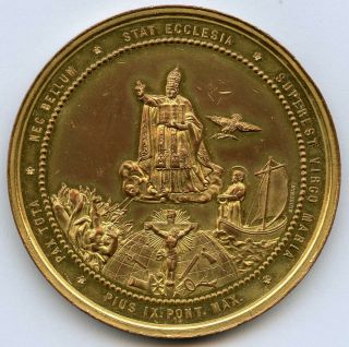 Italy Vatican Religious Council 1869 Pope Pivs Ix Art Medal By Blondelet 50mm 46