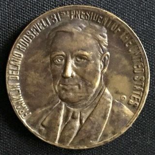 1934 President Fdr United States Chicago Exposition Bronze Medal Medallion Token