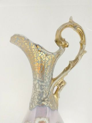 Prov Saxe ES Germany Prussia Ewer Figural Woman Footed Iridescent Mark 5 3