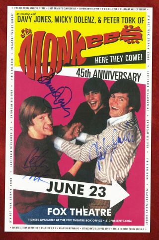 The Monkees Autographed Concert Poster 2011 Peter Tork,  Micky Dolenz,  Davy Jones