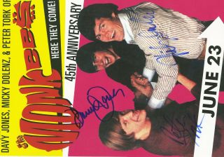 The Monkees autographed concert poster 2011 Peter Tork,  Micky Dolenz,  Davy Jones 3