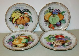Vintage Ucagco Hand Painted & Signed 8 " Collector Plates With Hangers Set Of 4