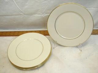 4 Lenox Hayworth Gold Trim 8 " Salad Plate Fine China Cosmopolitan Ivory