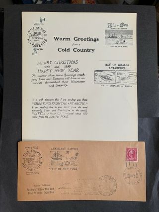 1930 Byrd Antarctic Cover,  Christmas Letter Ss City Of York Ship,  Cachets
