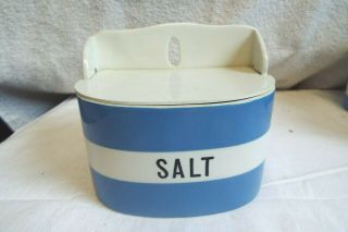 Hanging Salt Box/container Blue/white Cornishware T.  G.  Green England Green Mark