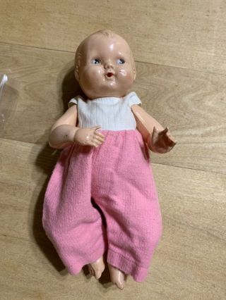 Sweet Vintage Plastic Irwin Baby Doll In Pants Jumper
