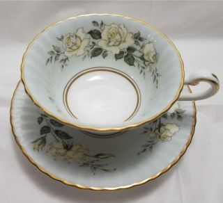 Paragon Bone China Madison Pale Blue With White Roses Cup And Saucer Set