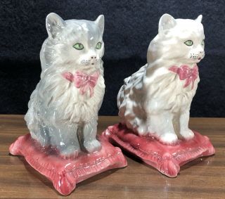 Set Of 2 Staffordshire Persian Cat Figurines Shorter & Son Hand Painted England