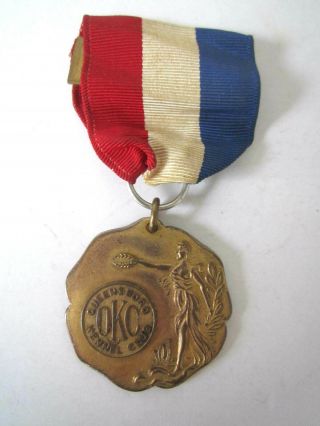 Antique 1921 Queensboro Kennel Club Bronze Medal Yankee Boy With Ribbon