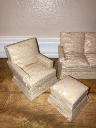 DOLL HOUSE FURNITURE,  COUCH,  LOVE SEAT,  AND CHAIR,  CREAM COLOR 2