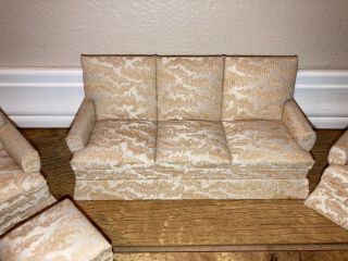 DOLL HOUSE FURNITURE,  COUCH,  LOVE SEAT,  AND CHAIR,  CREAM COLOR 3
