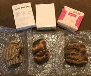 3 Vintage Dynel Doll Wigs All Size 9 Small World In Boxes Made Usa
