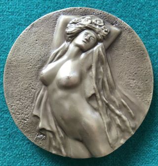 Antique And Rare Bronze Medal With Naked High Relief