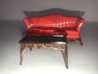 Renwal Sofa & Coffee Table Vintage Dollhouse Furniture Ideal Plastic - -
