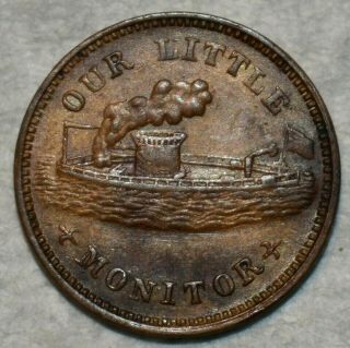 About Uncirculated 1863 Our Little Monitor Civil War Token,  F - 239/422a