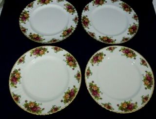 1962 Royal Albert England Old Country Roses 10 1/2 " Dinner Plates Set Of 4