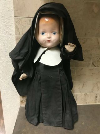 Antique Vintage Nun Doll Hand Painted Face