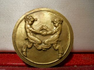 33mm Rare French Art Deco Bronze Medal Young Faun Dancing By Dropsy