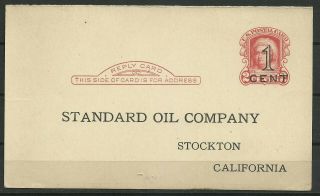 Usa Postal Stationery: R17 (uy10 1 C.  Surch.  On Martha Wash.  Reply Card Preprint