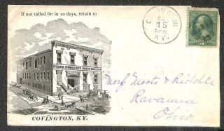 Usa 184 Stamp Covington Kentucky Donnelly Undertakers Cemetery Ad Cover 1880