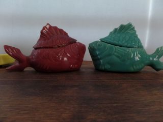 Vtg Chicken Of The Sea Tuna Bakers - Burgundy And Turquoise