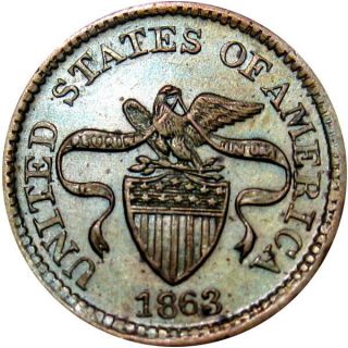 1863 United States Of America Eagle On Shield Patriotic Civil War Token