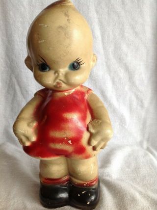 Vintage Chalkware Kewpie Chubby Cherub Doll Bank - 12” Carnival Prize @1940