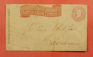 1869 Pacific Union Express Stationery Colfax Ca Cancel To Sacramento Ca