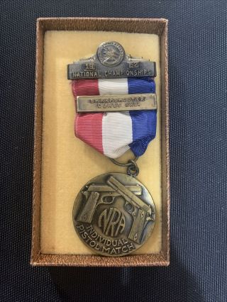 Nra National Championship Sharpshooter Pistol Match Medal 1952,  3rd Place W/ Box