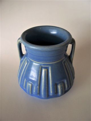 Vintage Roseville Art Pottery Matte Color Blue Vase 4 1/4 " Tall