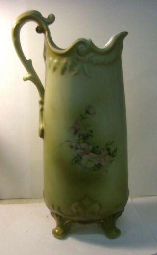 NIPPON Hand Painted Lemonade Set 4 footed tumblers,  BIG Pitcher 14 3/4 