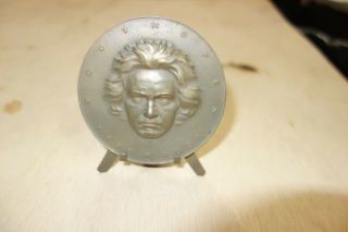 Beethoven Bronze Medal / Medallion By A.  Hartig With Stand