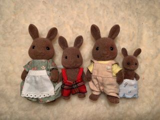Sylvanian Families Vintage 80’s Brown Rabbit Family In Good Conditio