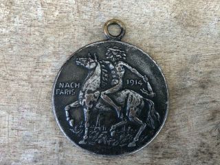 Wwi 1914 Anti - German Propaganda Metal Nach Paris Necklace Pendant