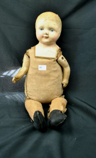Antique Rare German 14 " Composition And Cloth Doll From The 1890 