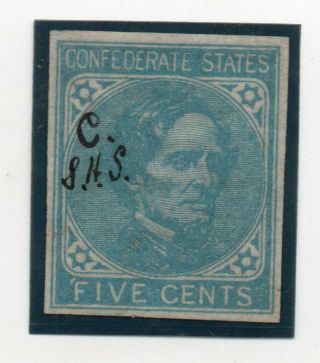 Confederate States 1862,  Sc.  7 Overprinted " C.  8.  H.  S.  " In Script Letters