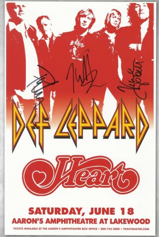 Def Leppard Autographed Concert Poster Joe Elliott,  Phil Collen,  Vivian Campbell