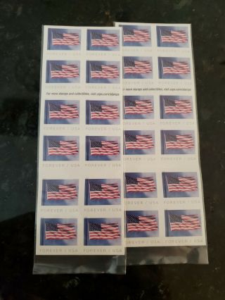 Usps Us Forever Postage Stamps U.  S.  Flag Two Booklets Of 20 - 40 Stamps Total