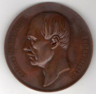 1860 Belgian Medal To Honor Charles De Brouckere,  Mayor Of Brussels By L.  Wiener