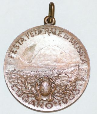Swiss medal Lugano.  Federal Music Festival 1903.  By: - Huguenin. 2