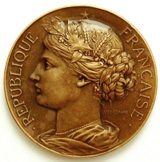 Antique Bronze Art Medal The French Marianne By A.  Bertrand