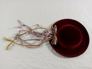Pleasant Company Samantha Parkington American Girl Meet Burgundy Hat W/ Ribbons