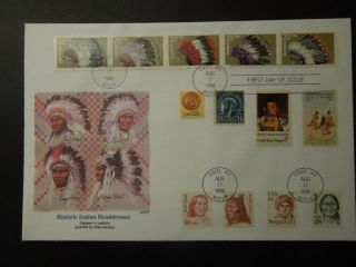 S801 Us 1990 Historic Indian Headdresses Large Fdc Cody Wy Aug 17 1990