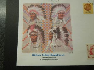 S801 US 1990 HISTORIC INDIAN HEADDRESSES LARGE FDC CODY WY AUG 17 1990 3