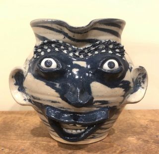 Richard Kale Swirl Face Jug Pitcher Catawba Valley Southern Folk Art Pottery Nc