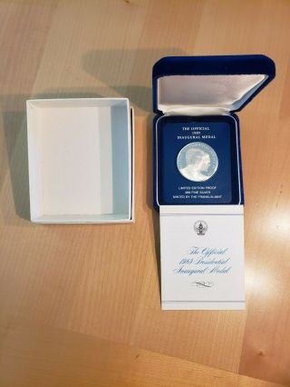 1985 " Official ".  999 Silver Inaugural Medal - President Ronald Reagan