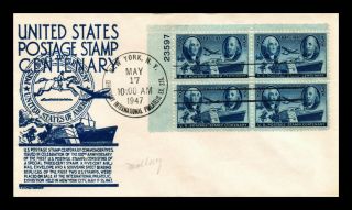 Dr Jim Stamps Us Postage Centenary Fdc Cover Scott 947 Plate Block Unsealed