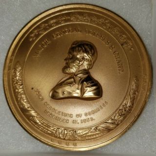 General U.  S.  Grant 1863 Bronze Medal From Congress 3”.  Us Solid Bronze