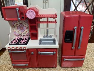 Our Generation Red Kitchen Set - Tons Of Accessories - Fits All 18 " Dolls