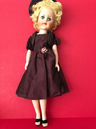 21 " Vinyl Fashion Lady Doll In High Heels,  Dress & Hat - Blue Eyes